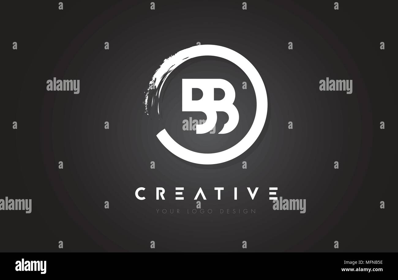 BB Circular Letter Logo with Circle Brush Design and Black Background ...