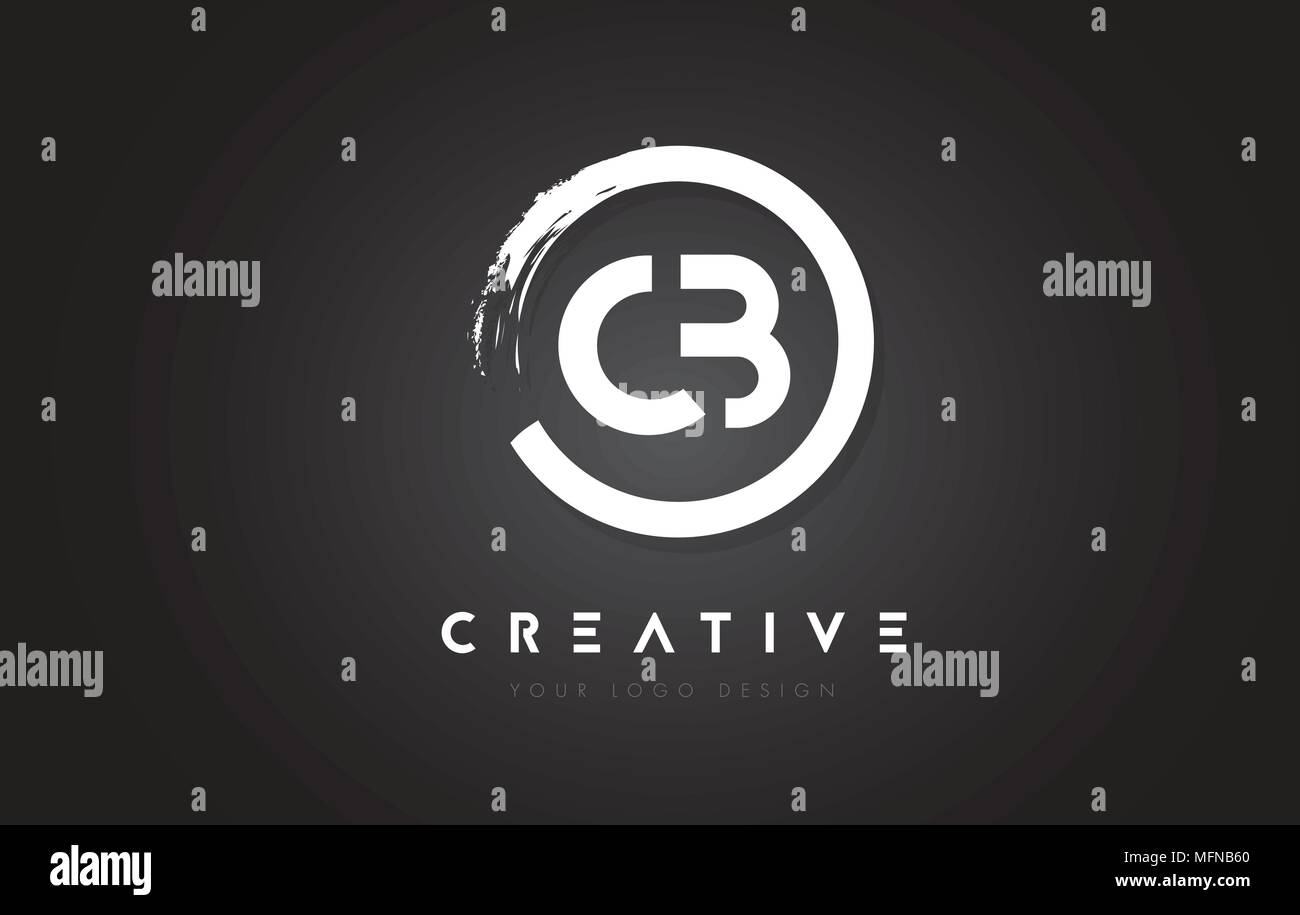 CB Circular Letter Logo with Circle Brush Design and Black Background ...