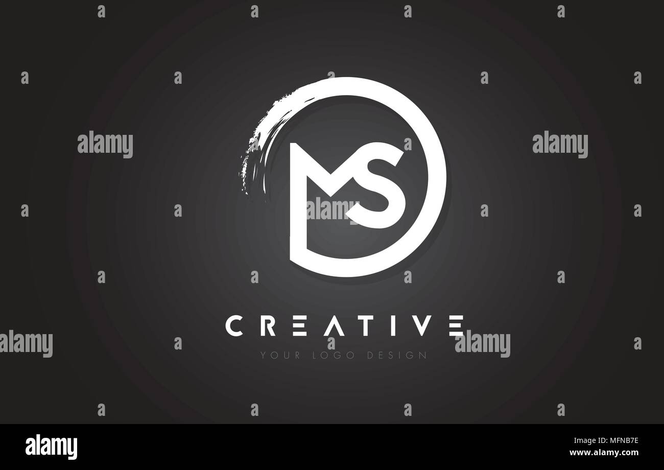 MS Circular Letter Logo with Circle Brush Design and Black Background ...