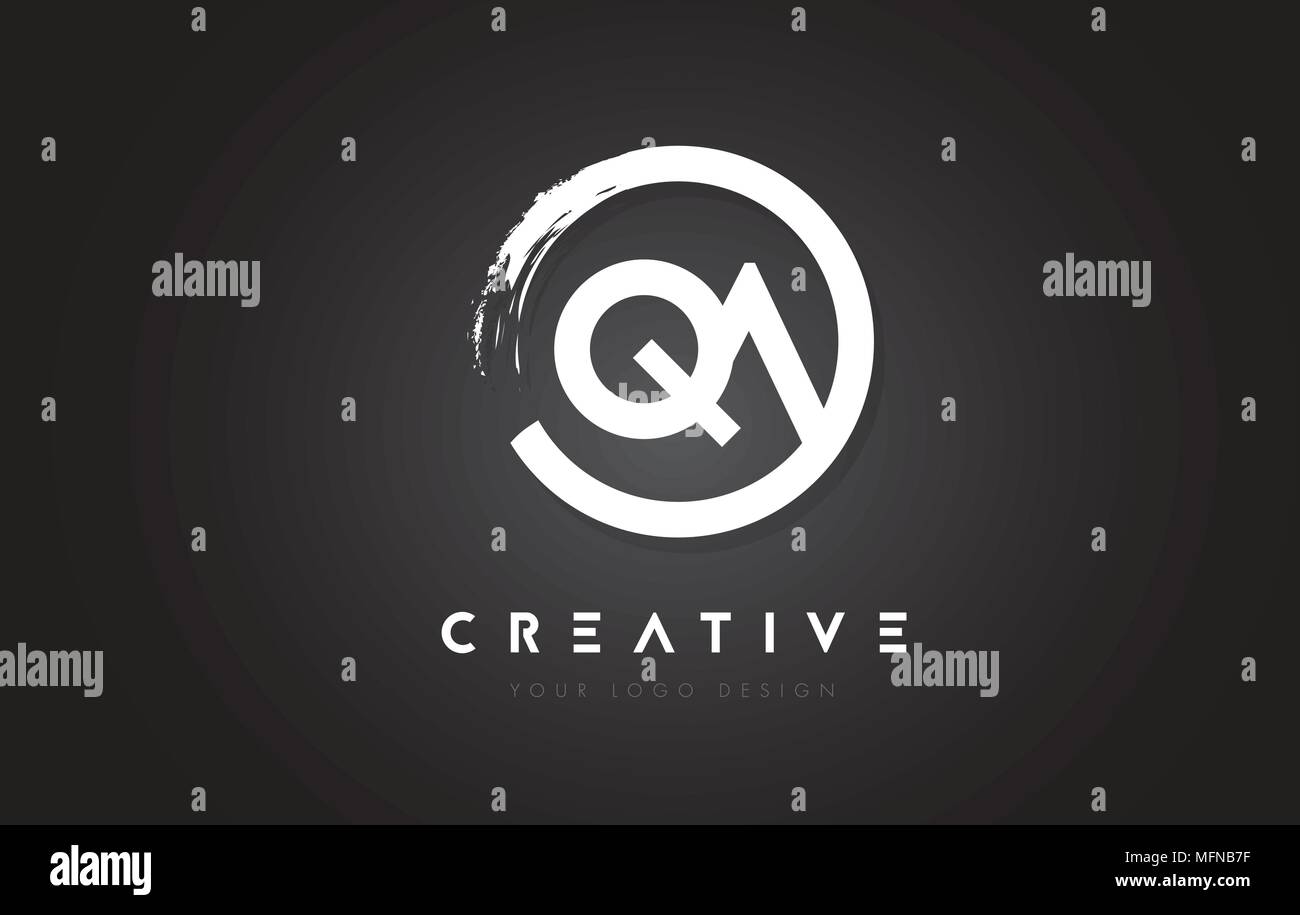 QA Circular Letter Logo with Circle Brush Design and Black Background ...