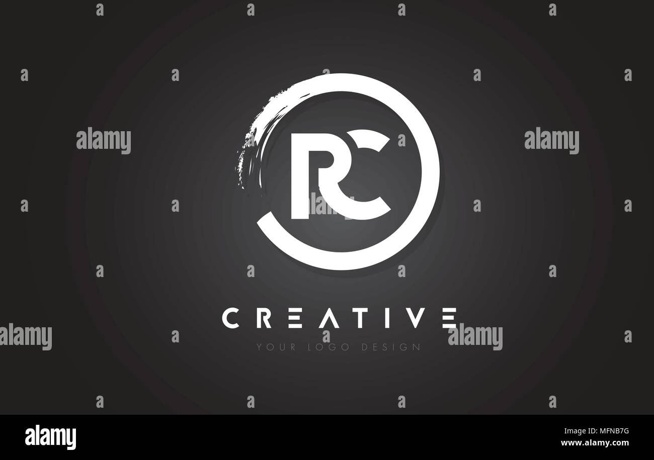 RC Circular Letter Logo with Circle Brush Design and Black Background ...