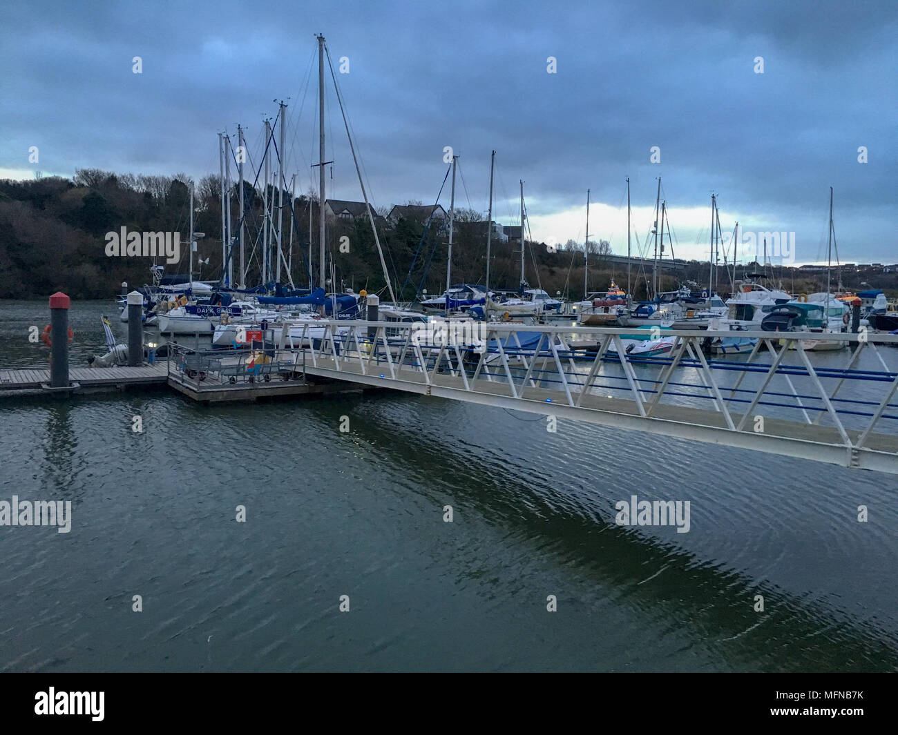 bridge to pontoons at Neyland Marina, Lower Basin Stock Photo