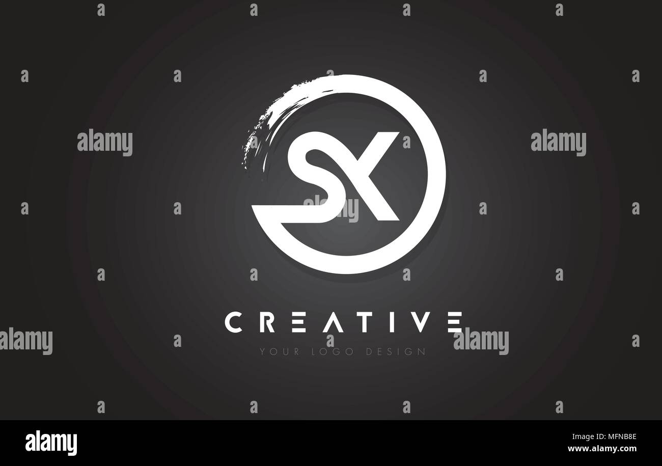 SX Circular Letter Logo with Circle Brush Design and Black Background ...