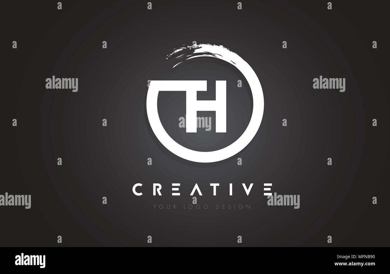 TH Circular Letter Logo with Circle Brush Design and Black Background