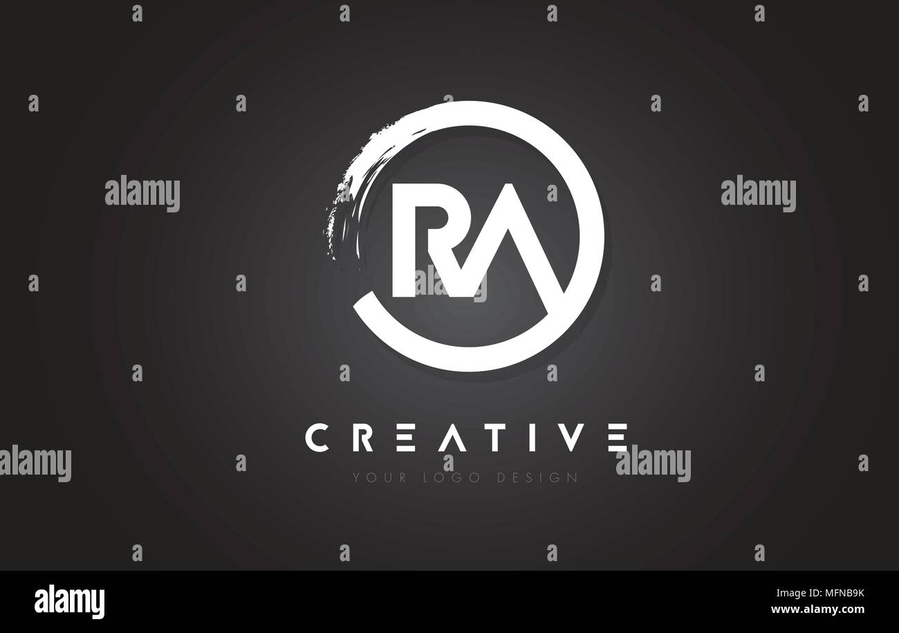 RA Circular Letter Logo with Circle Brush Design and Black Background ...