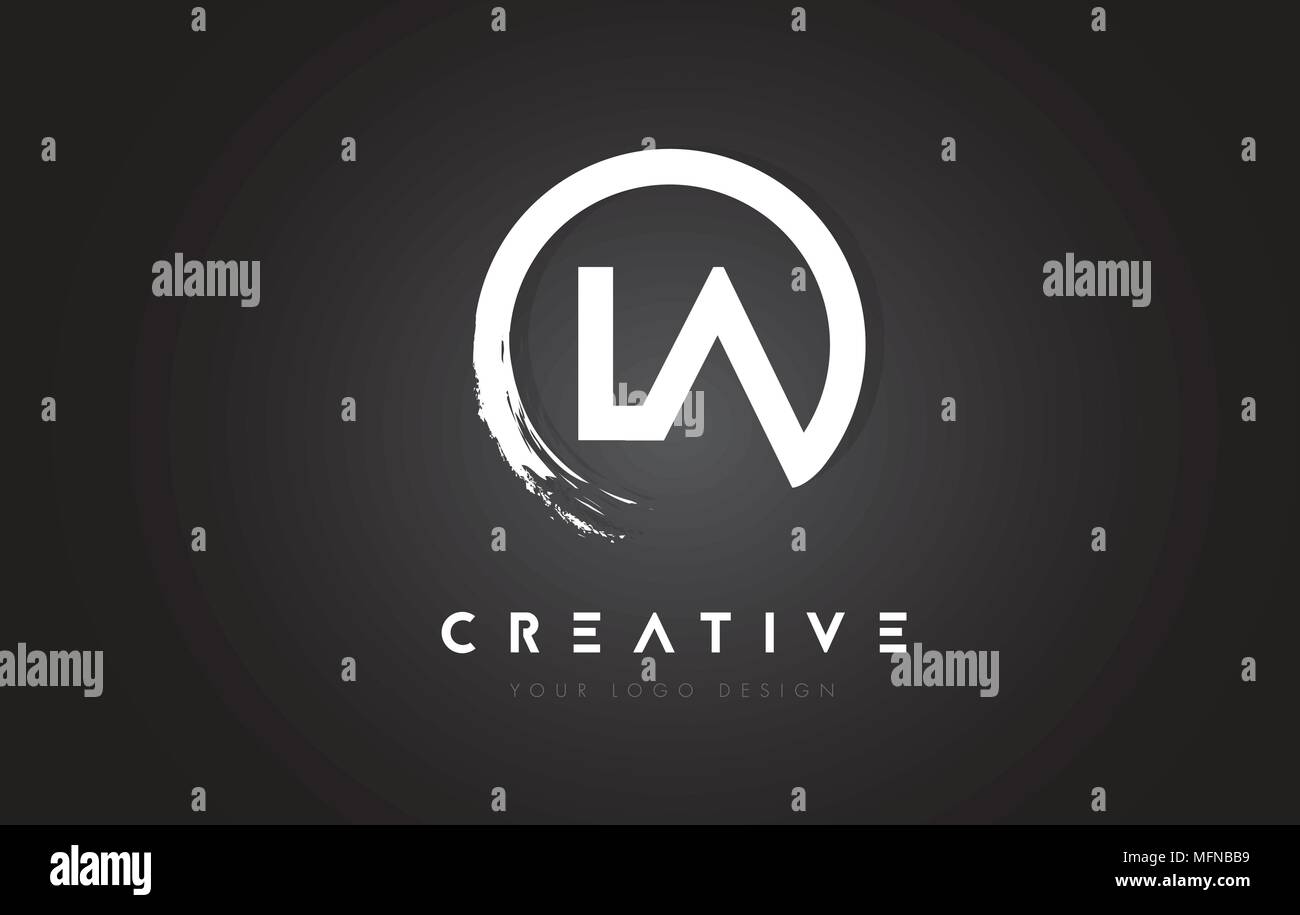 LA Circular Letter Logo with Circle Brush Design and Black Background ...