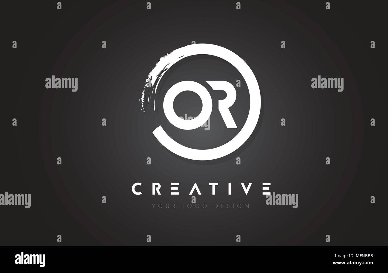 OR Circular Letter Logo with Circle Brush Design and Black Background ...