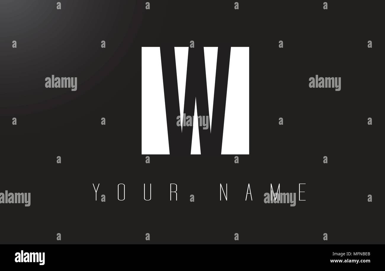 W Letter Logo With Black and White Letters Negative Space Design Stock ...