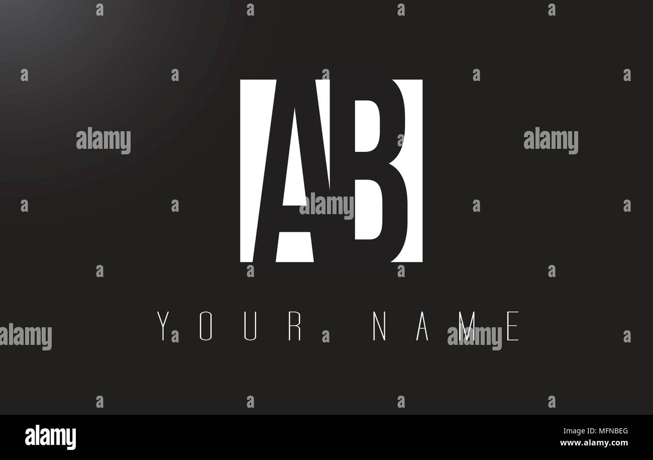 AB Letter Logo With Black and White Letters Negative Space Design. Stock Vector