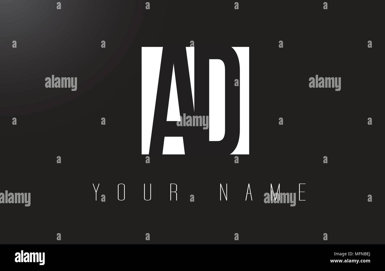 AD Letter Logo With Black and White Letters Negative Space Design Stock ...