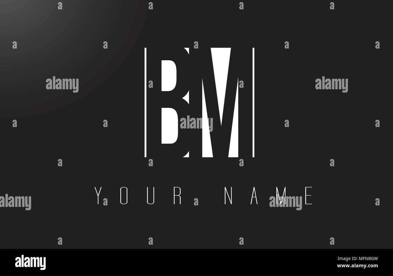 BM Letter Logo With Black and White Letters Negative Space Design. Stock Vector