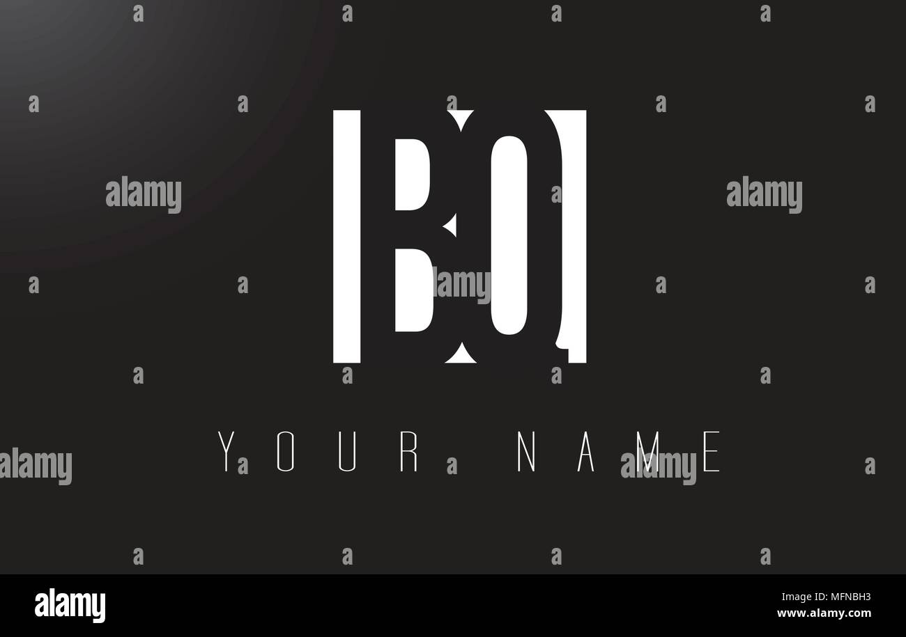 BQ Letter Logo With Black and White Letters Negative Space Design Stock ...