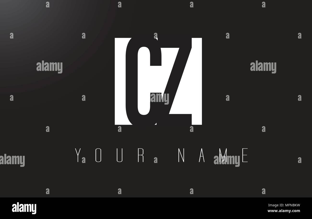 CZ Letter Logo With Black and White Letters Negative Space Design Stock ...
