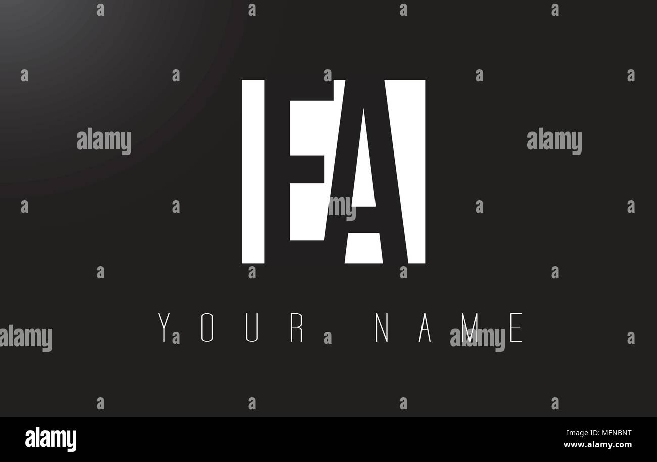 EA Letter Logo With Black and White Letters Negative Space Design Stock