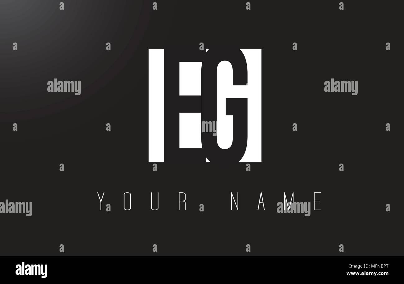 EG Letter Logo With Black and White Letters Negative Space Design Stock ...