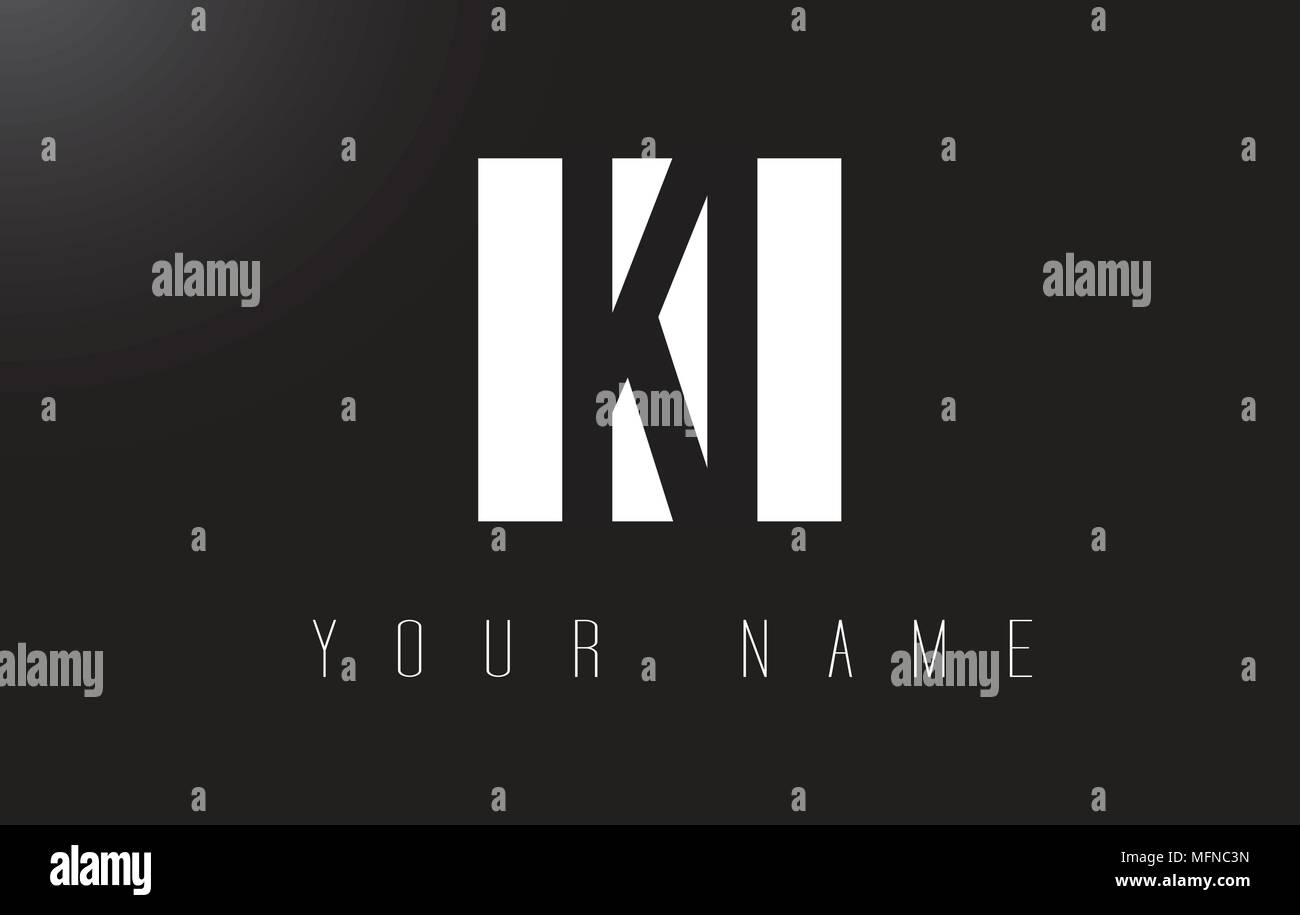 KI Letter Logo With Black and White Letters Negative Space Design Stock