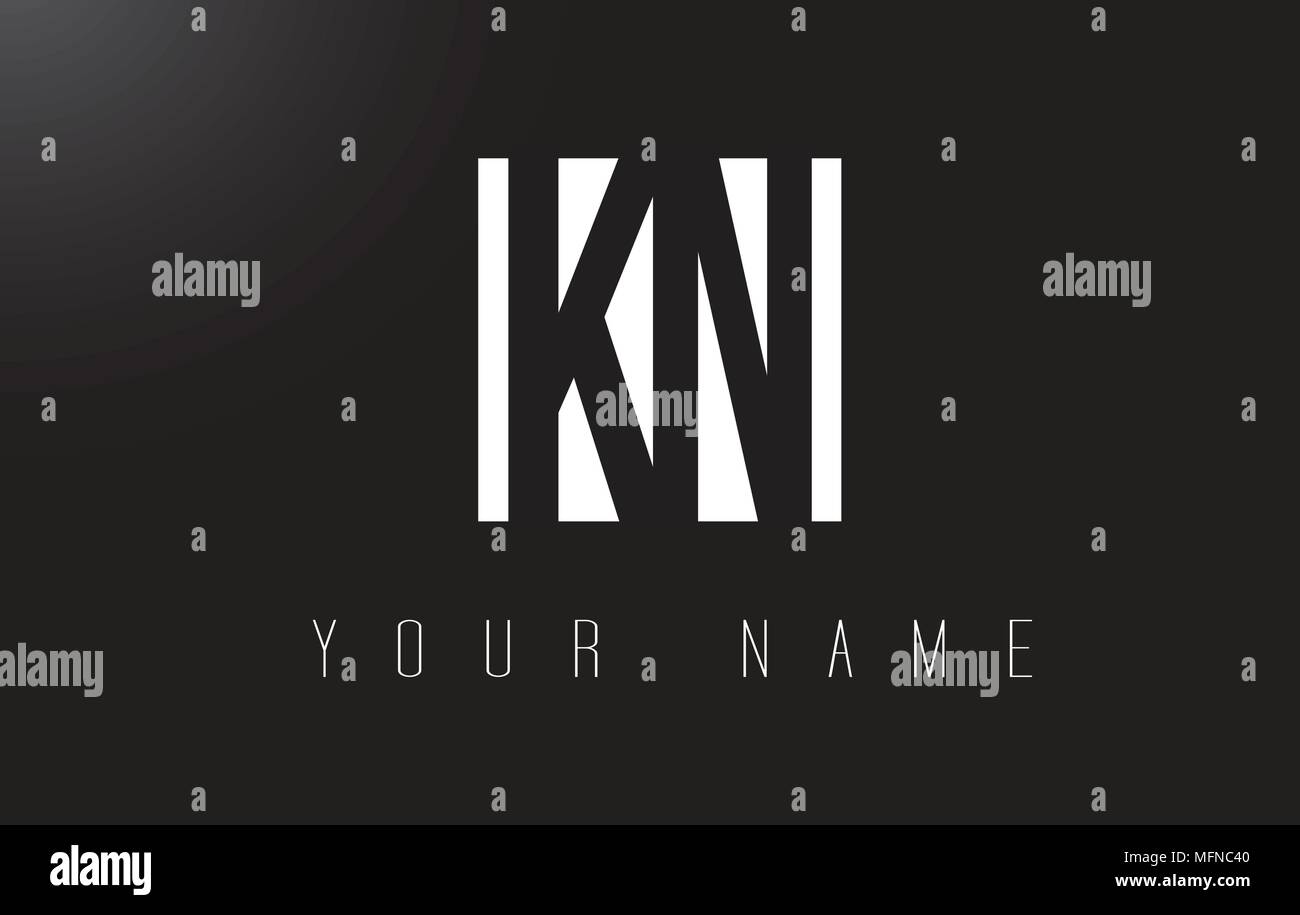 KN Letter Logo With Black and White Letters Negative Space Design Stock ...