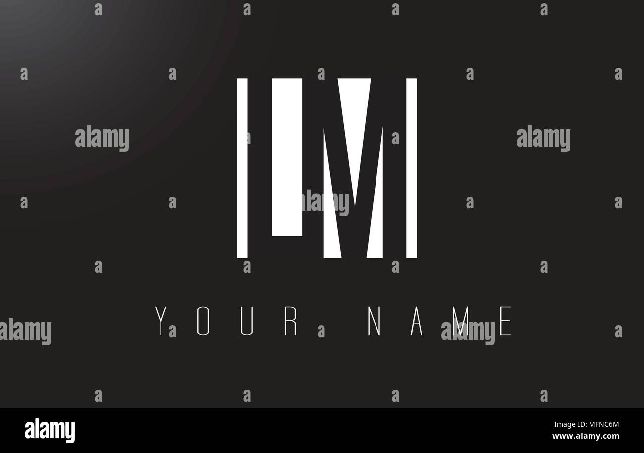LM Letter Logo With Black and White Letters Negative Space Design Stock ...