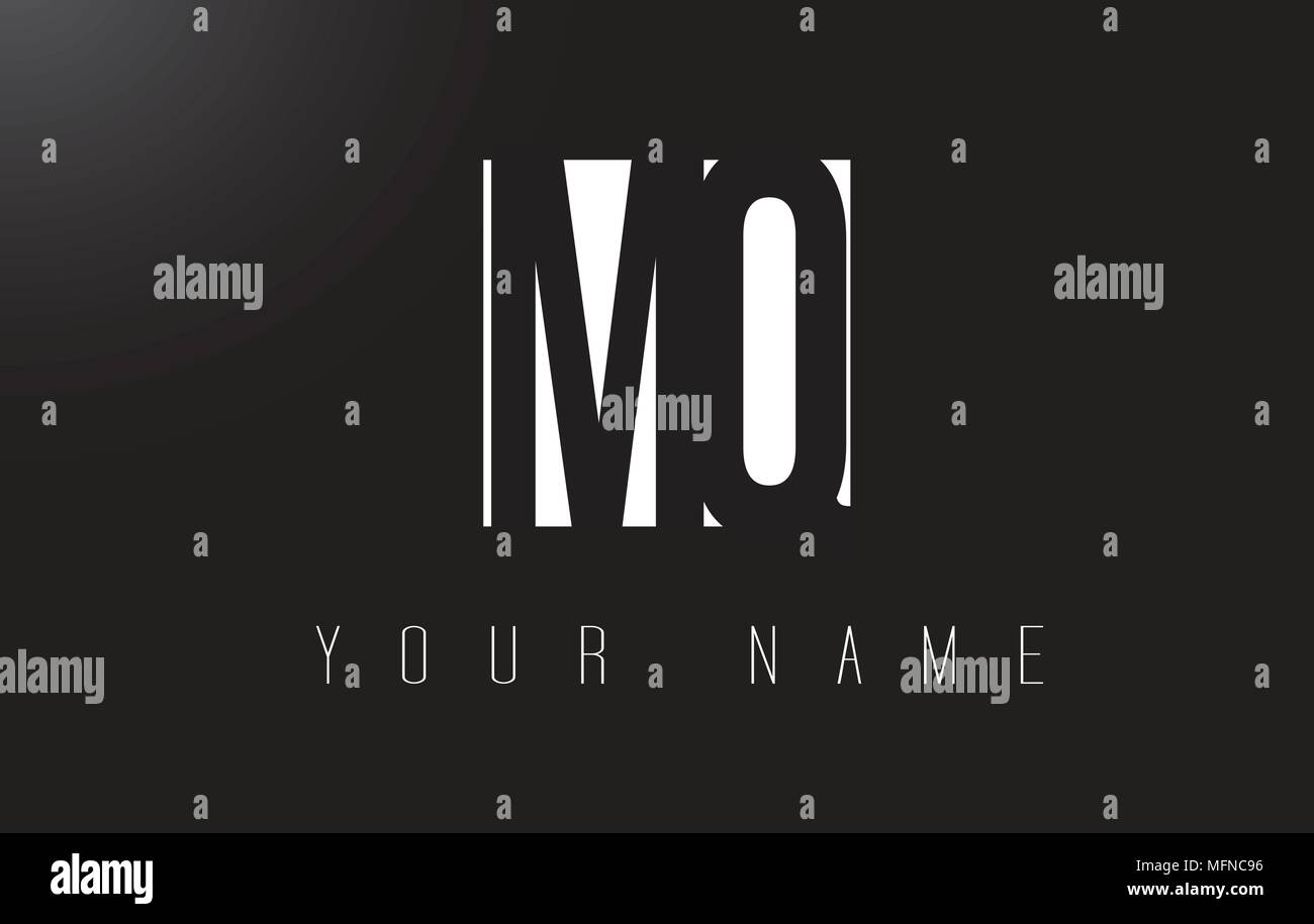 MQ Letter Logo With Black and White Letters Negative Space Design Stock ...