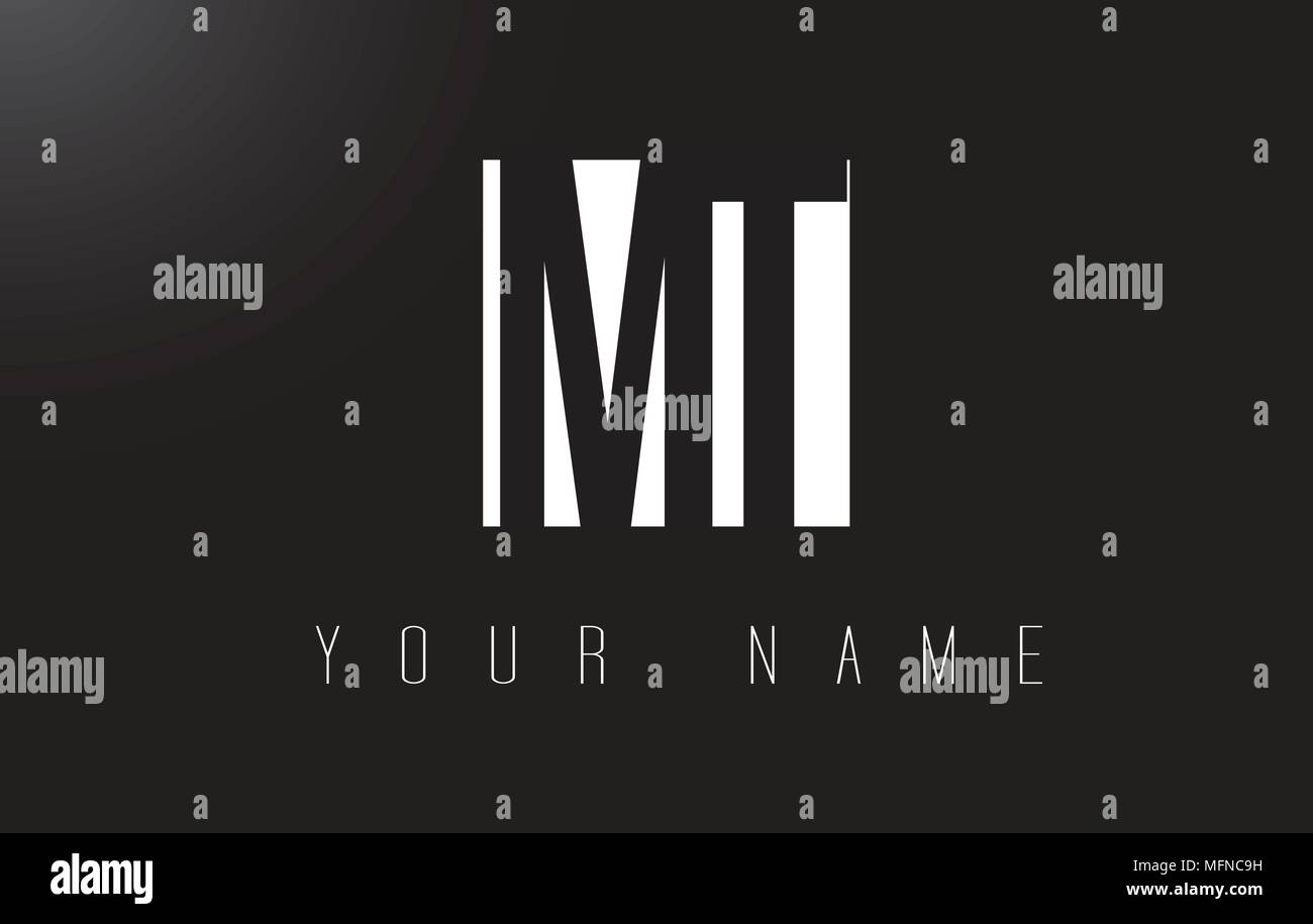 MT Letter Logo With Black and White Letters Negative Space Design Stock ...