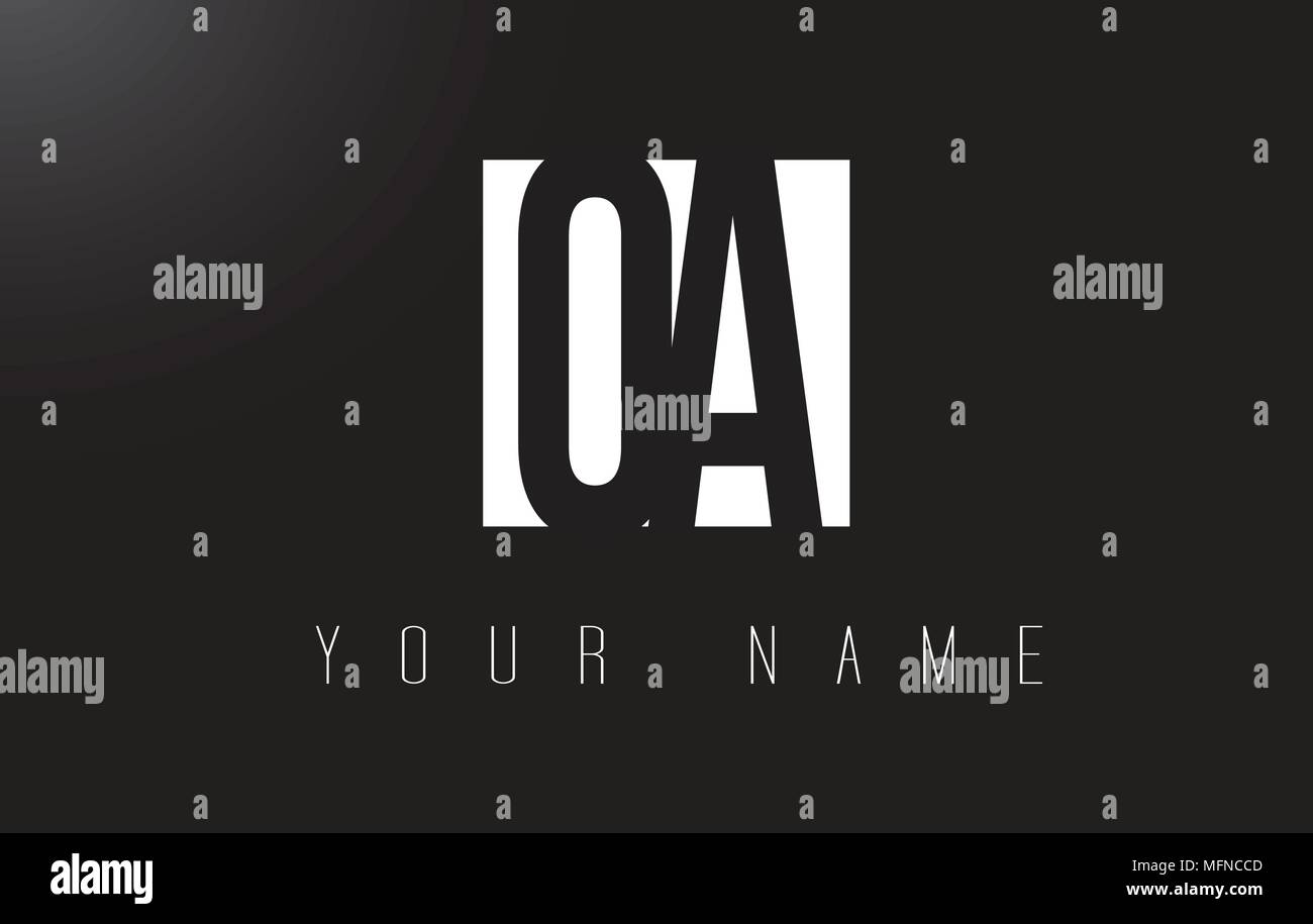OA Letter Logo With Black and White Letters Negative Space Design. Stock Vector