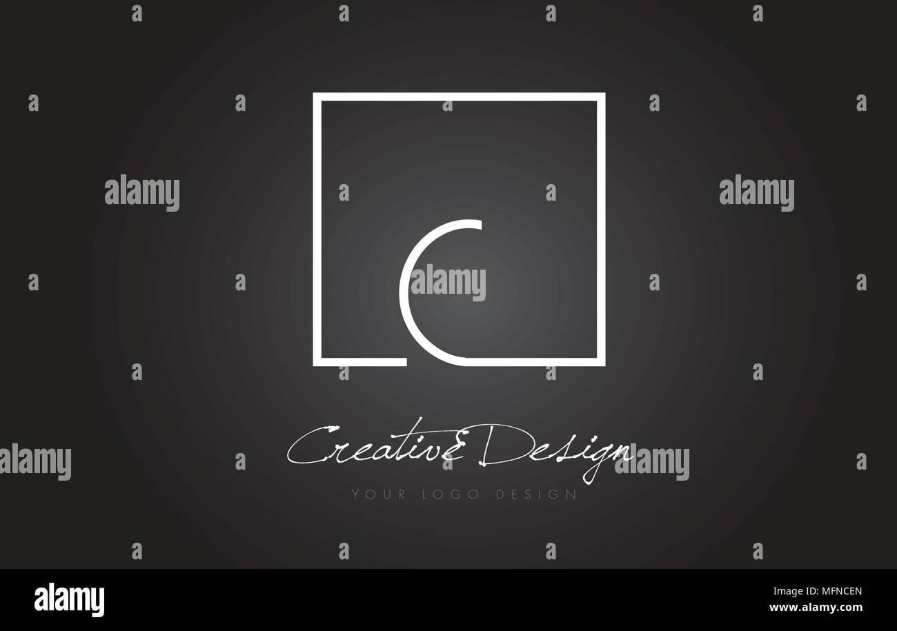 C Square Framed Letter Logo Design Vector with Black and White Colors ...