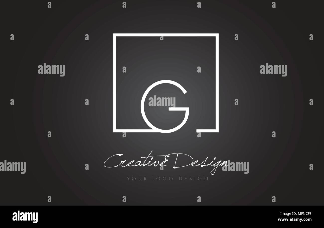 G Square Framed Letter Logo Design Vector with Black and White Colors ...