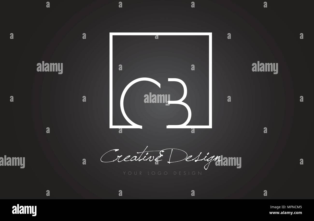 CB Square Framed Letter Logo Design Vector with Black and White Colors ...