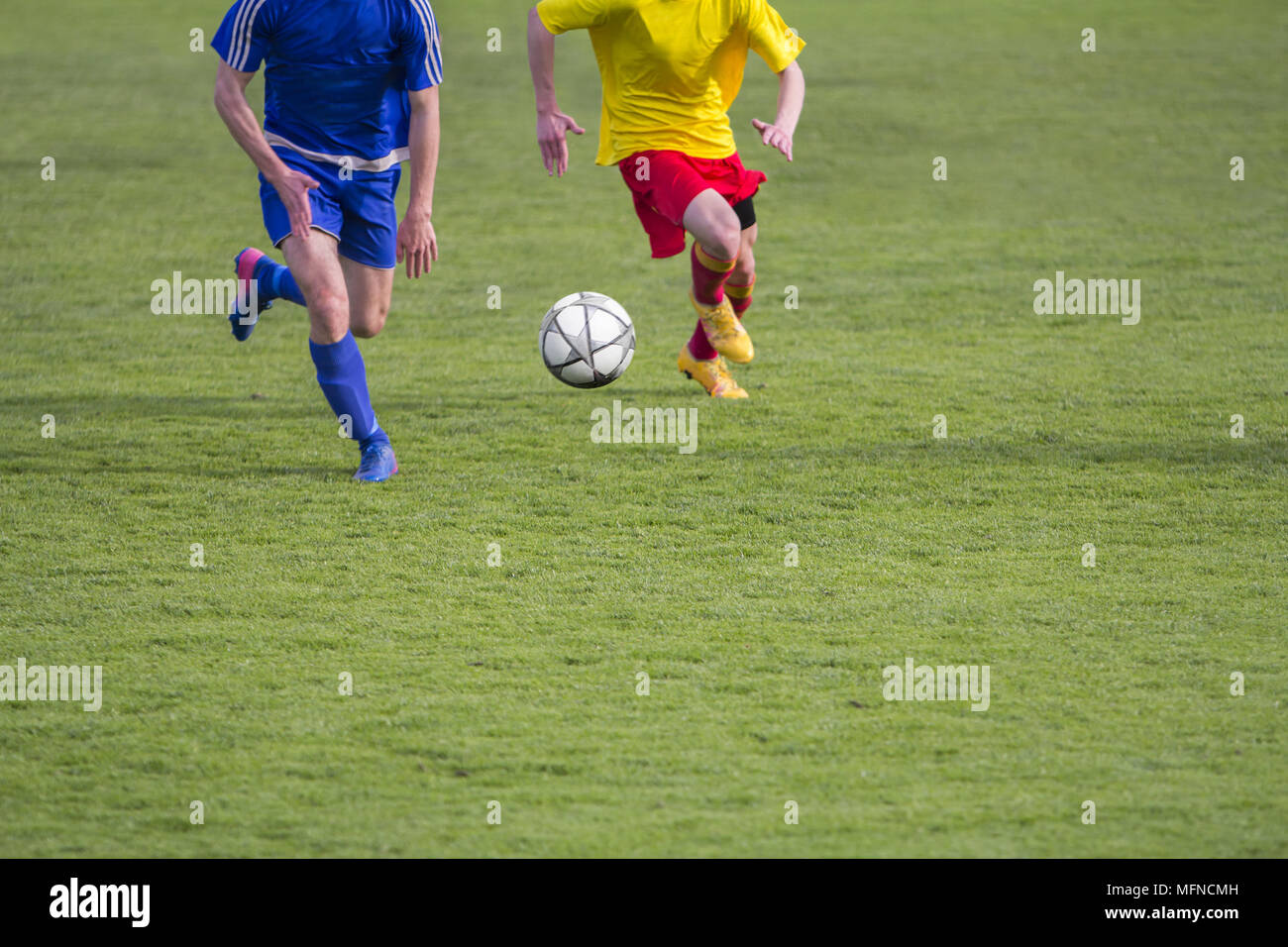 Football Soccer game Duel Drill Dribbling Stock Photo