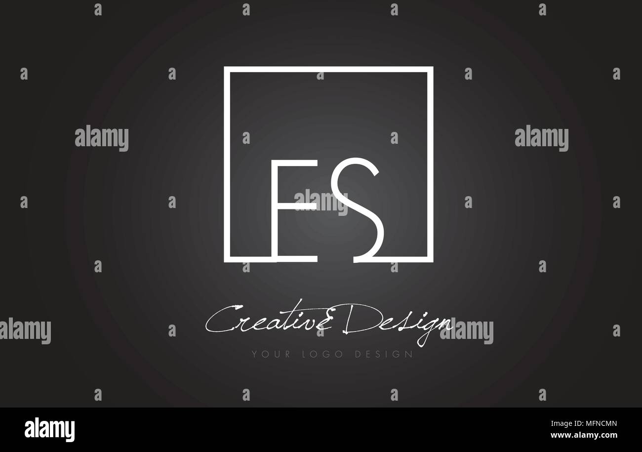 ES Square Framed Letter Logo Design Vector with Black and White Colors ...
