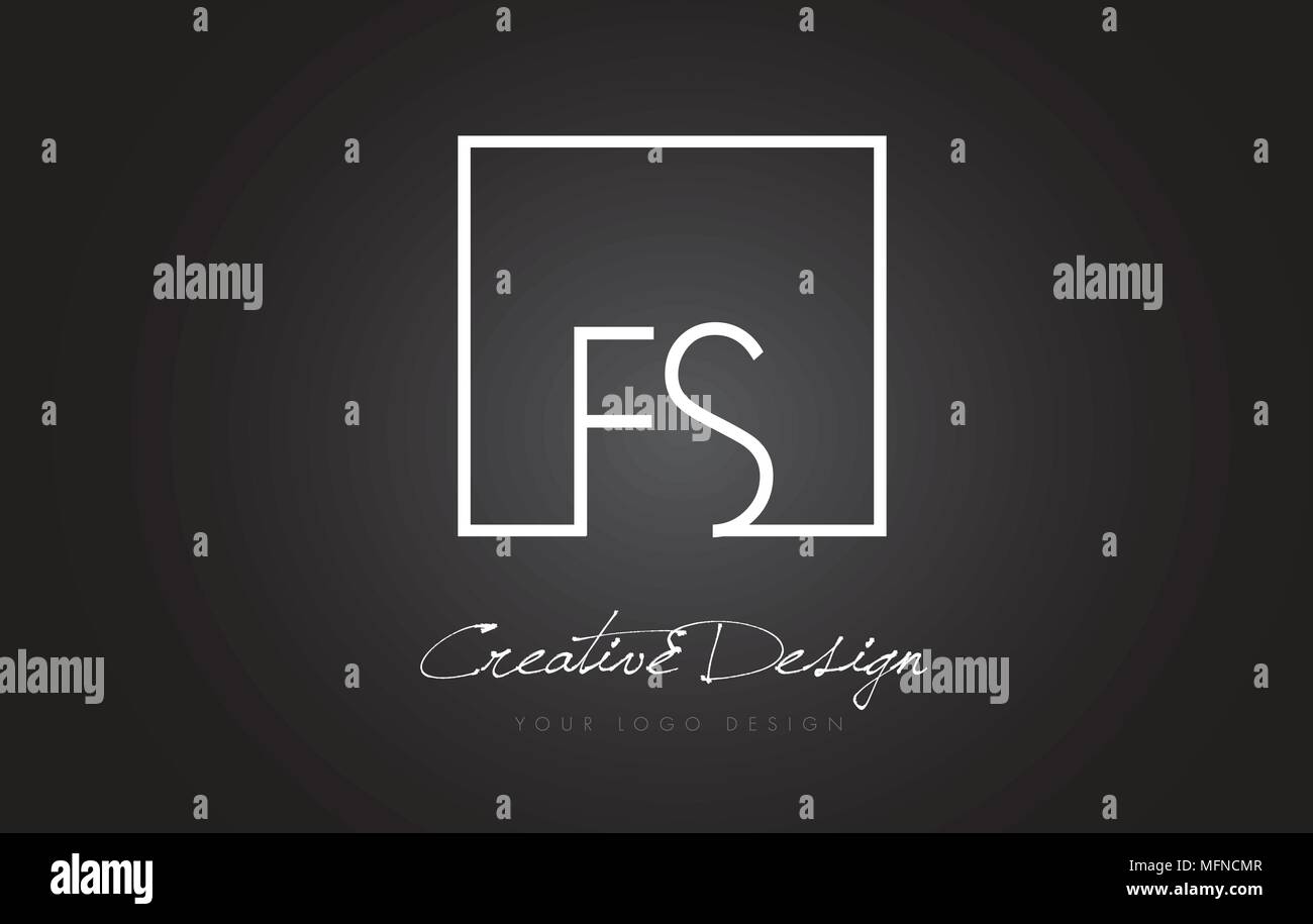 FS Square Framed Letter Logo Design Vector with Black and White Colors ...