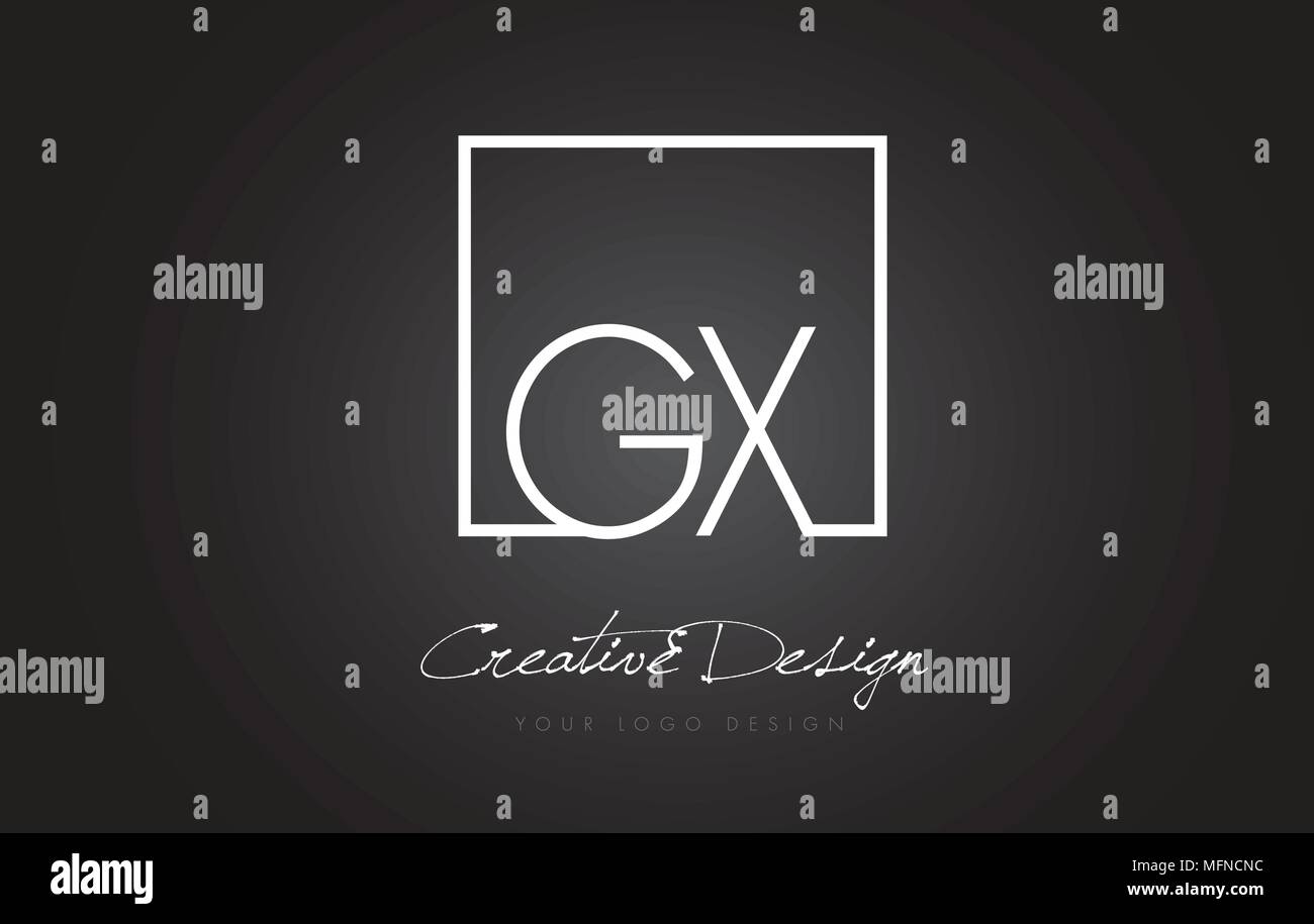 GX Square Framed Letter Logo Design Vector with Black and White Colors ...