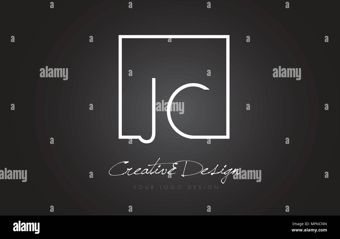 JC Square Framed Letter Logo Design Vector with Black and White Colors ...