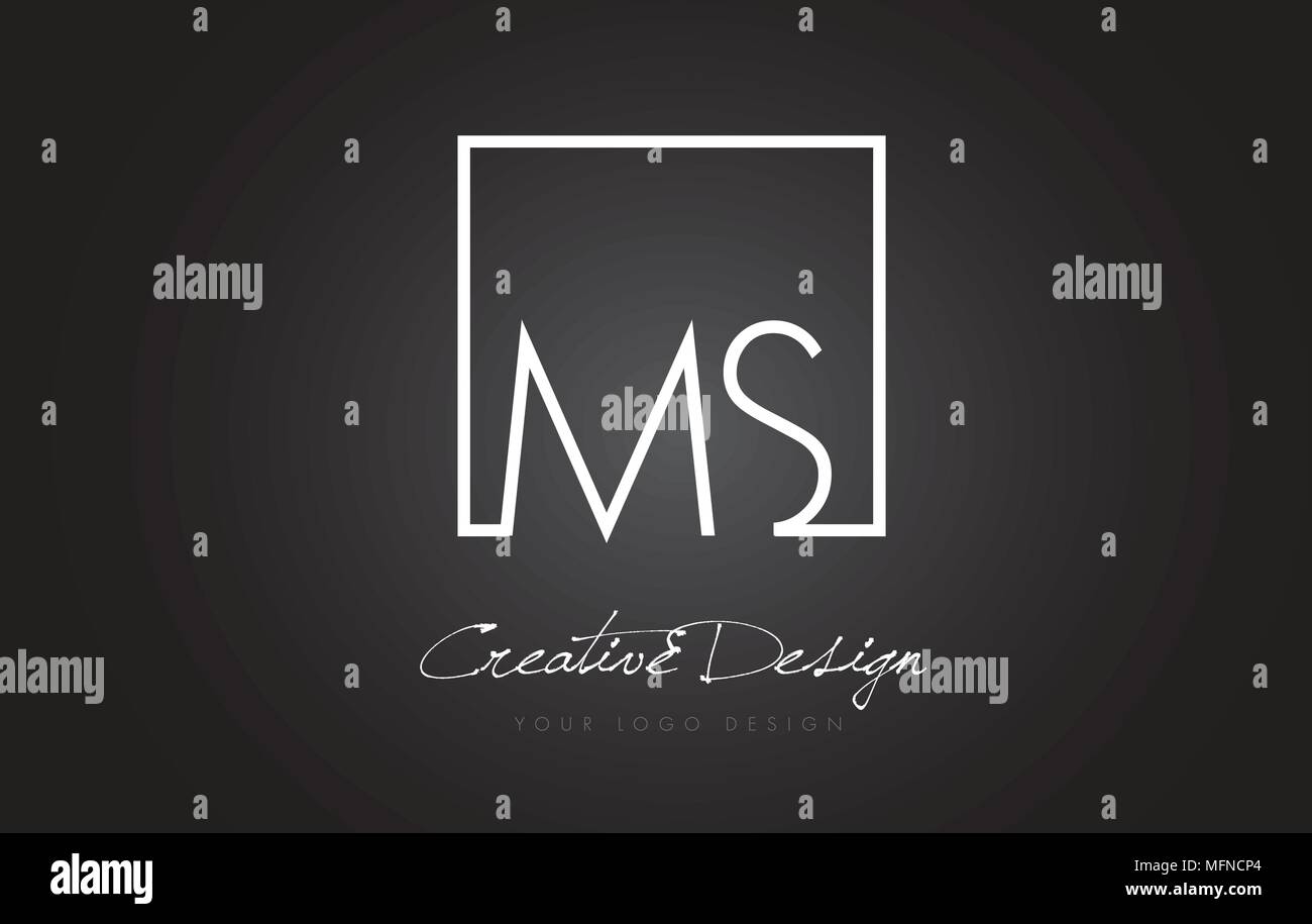 MS Square Framed Letter Logo Design Vector with Black and White Colors ...