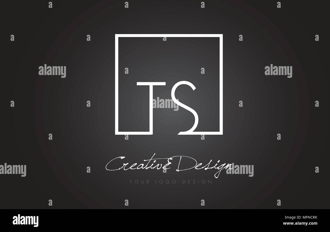 TS Square Framed Letter Logo Design Vector with Black and White Colors ...