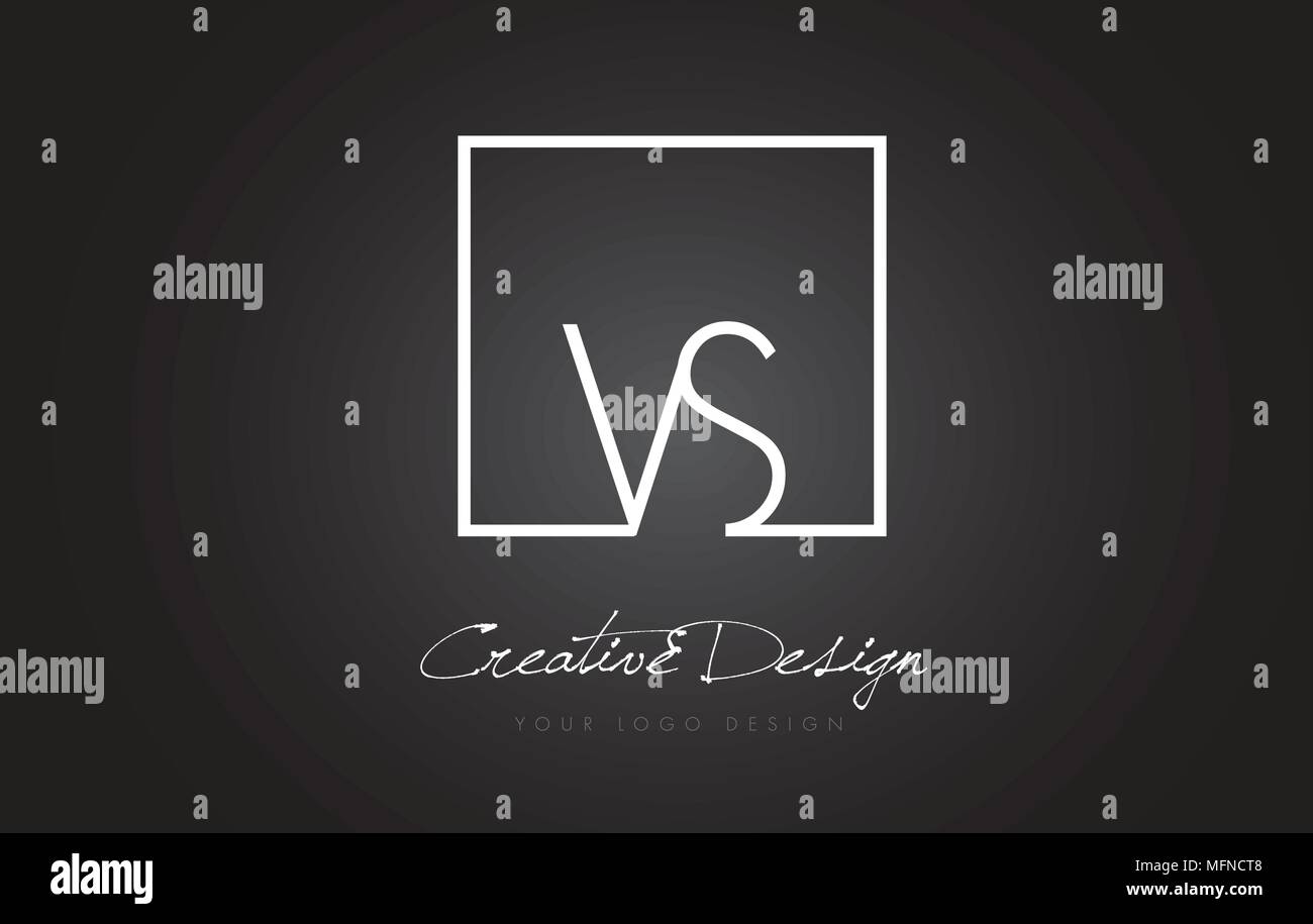 VS Square Framed Letter Logo Design Vector with Black and White Colors ...