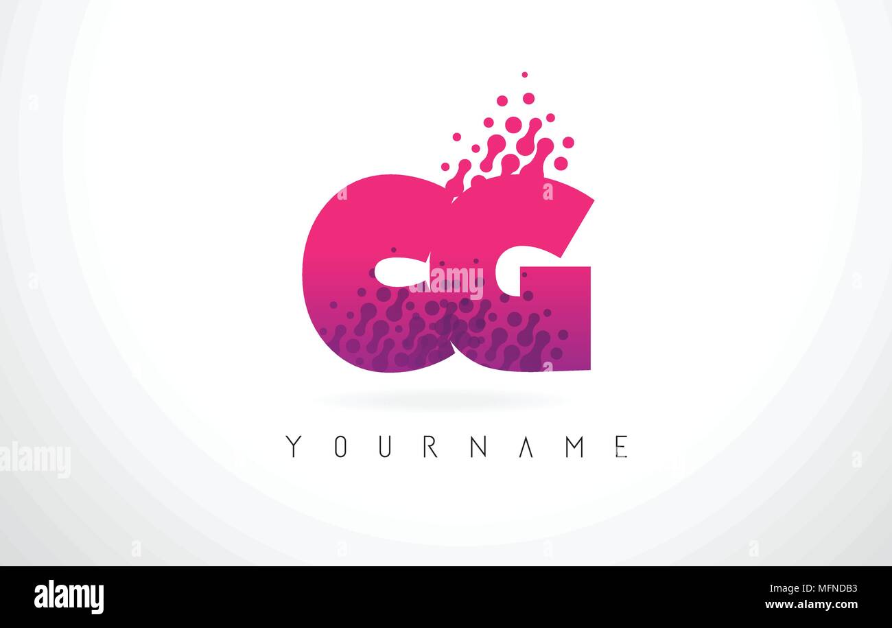 CG C G Letter Logo with Pink Letters and Purple Color Particles Dots ...