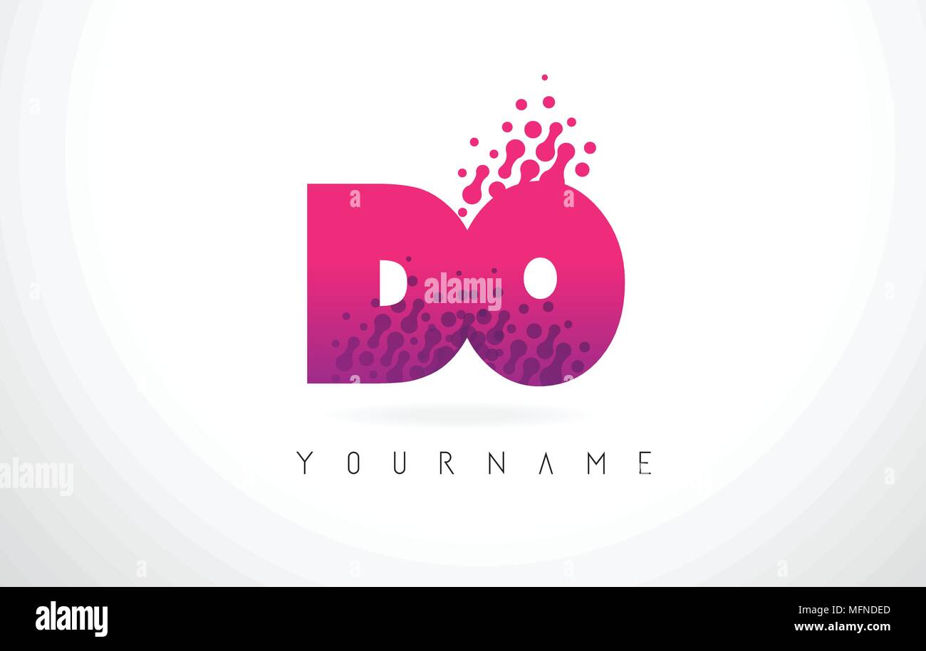 DO D O Letter Logo with Pink Letters and Purple Color Particles Dots ...