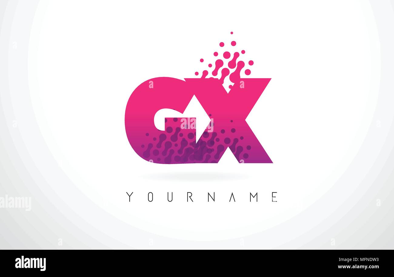 GX G X Letter Logo with Pink Letters and Purple Color Particles Dots ...
