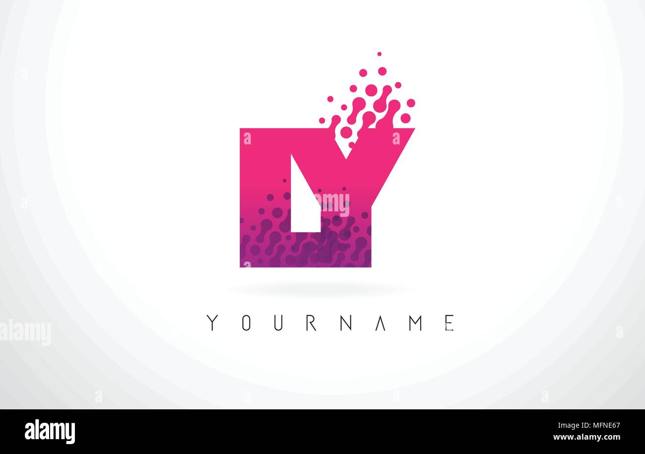 LY L Y Letter Logo with Pink Letters and Purple Color Particles Dots ...