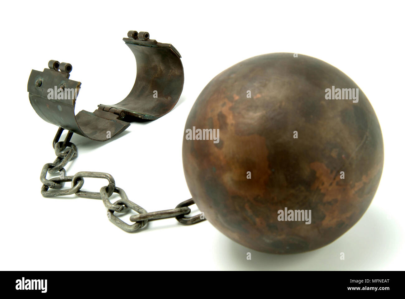 Close-up of a ball and chain shackle   Ref: CRB117 10024 106  Compulsory Credit: David Barrett / Photoshot Stock Photo