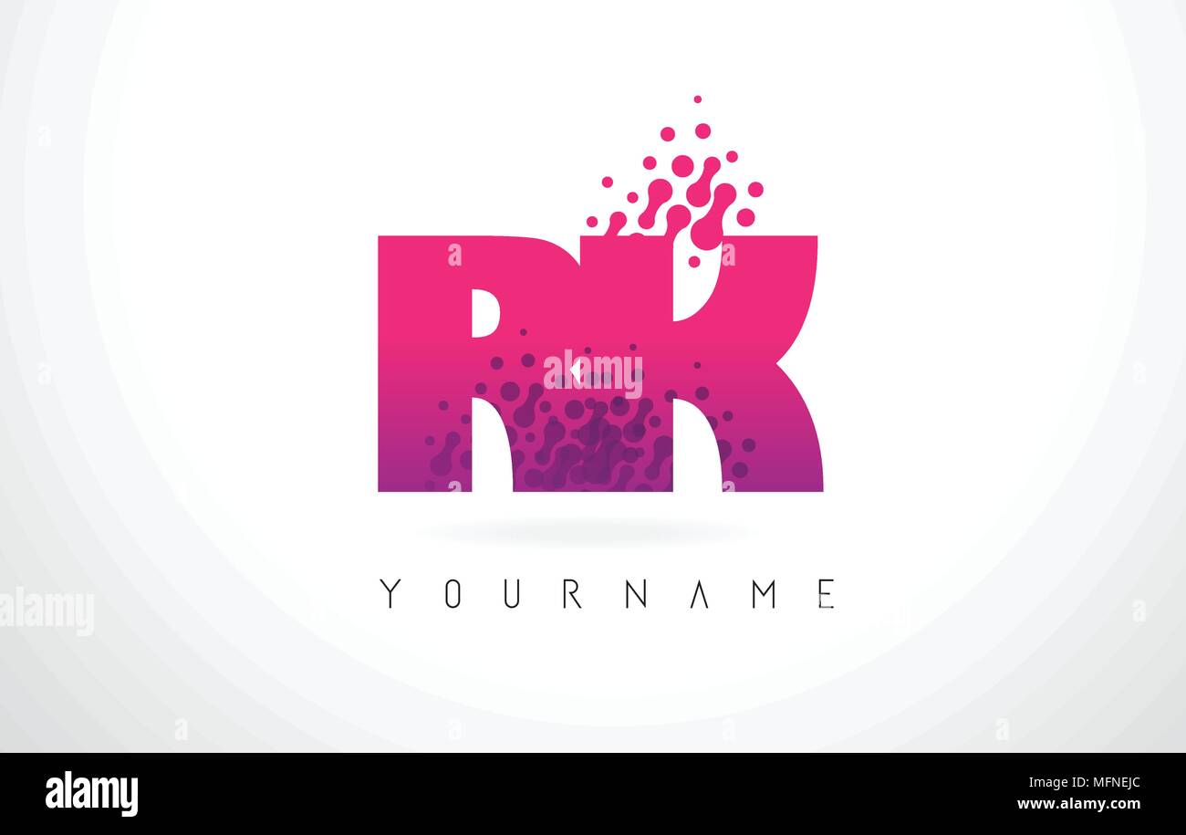 rk r k letter logo with pink letters and purple color particles dots design stock vector image art alamy https www alamy com rk r k letter logo with pink letters and purple color particles dots design image181796004 html