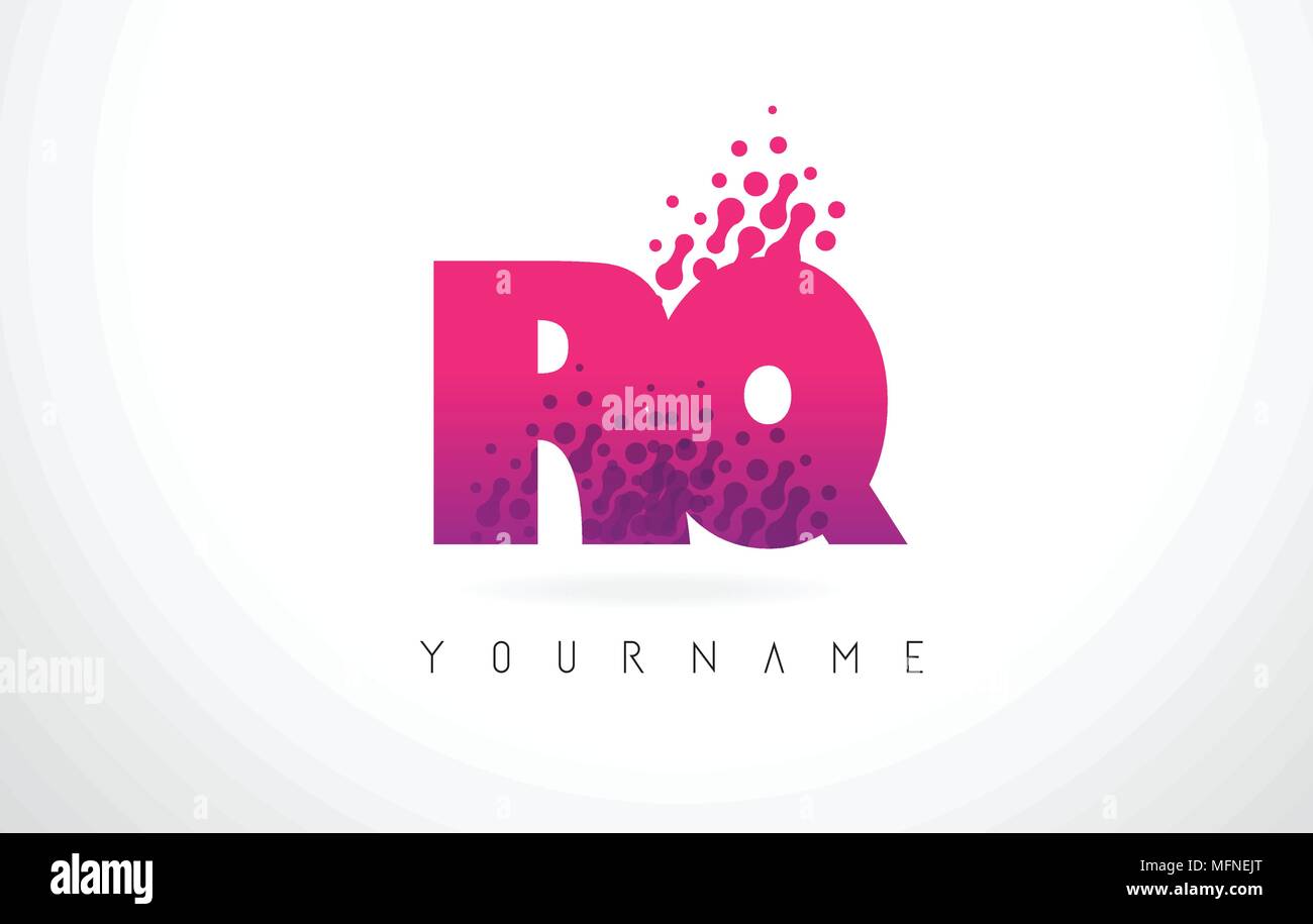 RQ R Q Letter Logo with Pink Letters and Purple Color Particles Dots ...