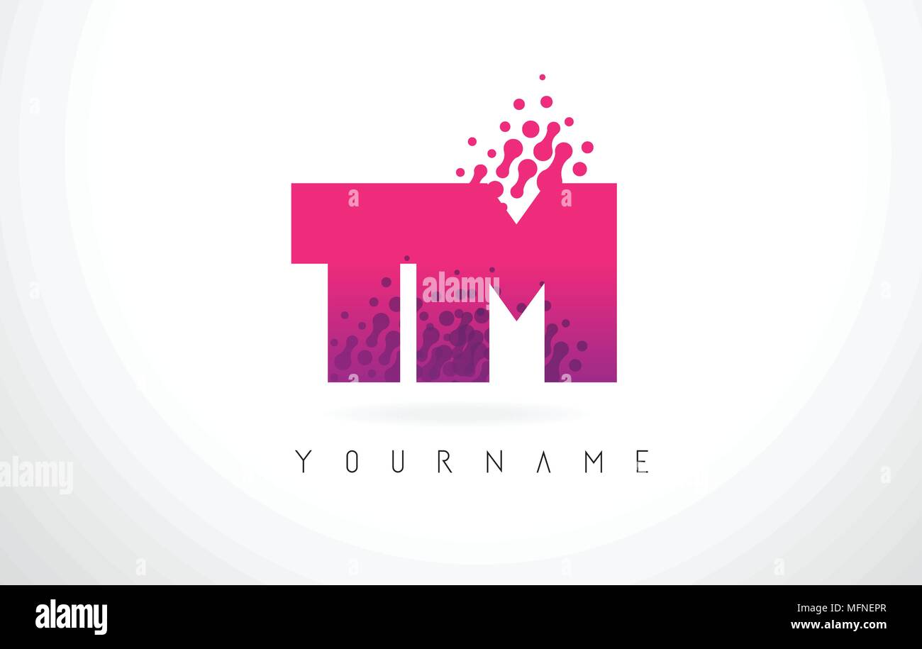 Tm T M Letter Logo With Pink Letters And Purple Color Particles Dots Design Stock Vector Image Art Alamy