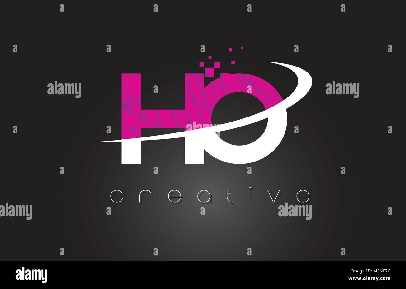 HO H O Creative Letters Design. White Pink Letter Vector Illustration. Stock Vector
