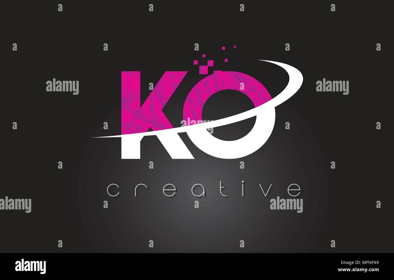 Ko Lettering KO K O Creative Letters Design. White Pink Letter Vector Illustration ...