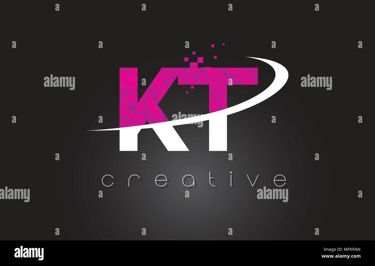 KT K T Creative Letters Design. White Pink Letter Vector Illustration ...