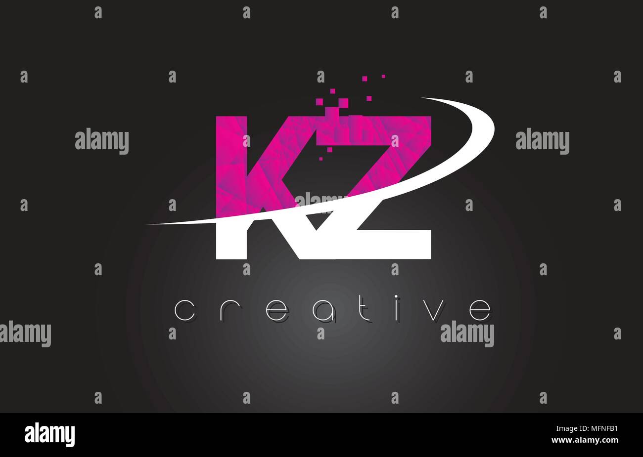 KZ K Z Creative Letters Design. White Pink Letter Vector Illustration ...