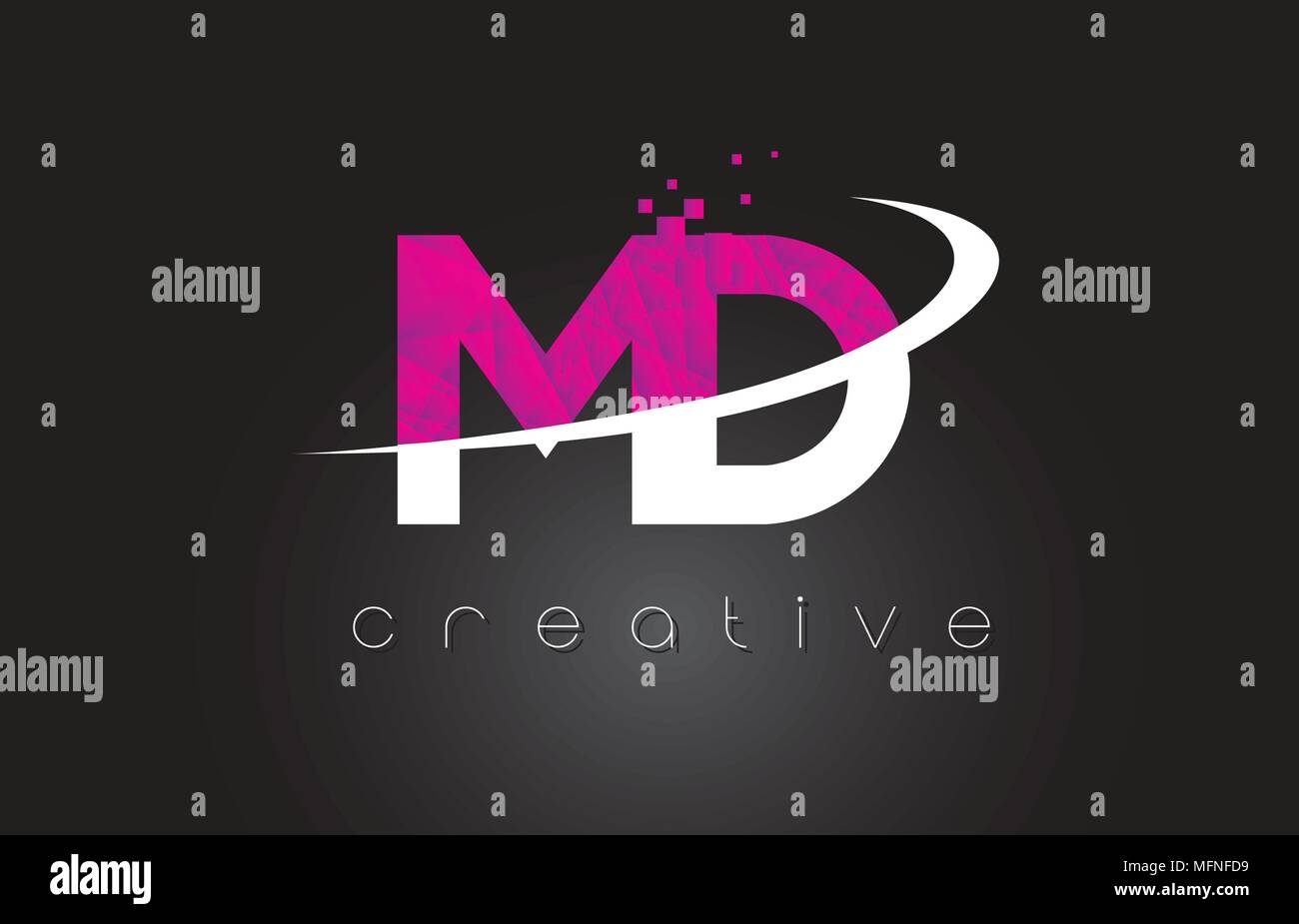 MD M D Creative Letters Design. White Pink Letter Vector Illustration