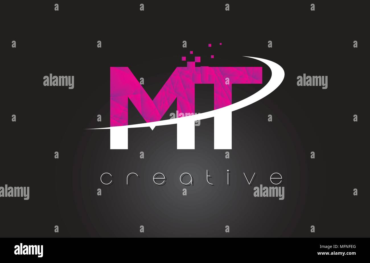 Vector Letters Mt MT M T Creative Letters Design. White Pink Letter Vector Illustration ...